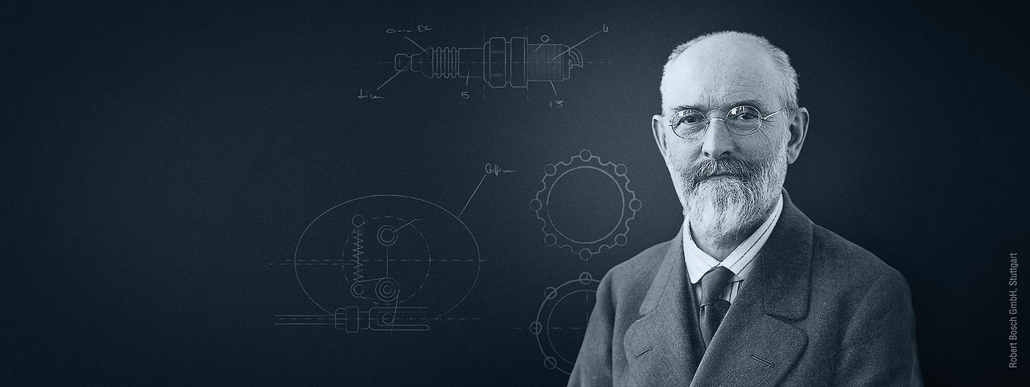 Robert Bosch with quotation on black background